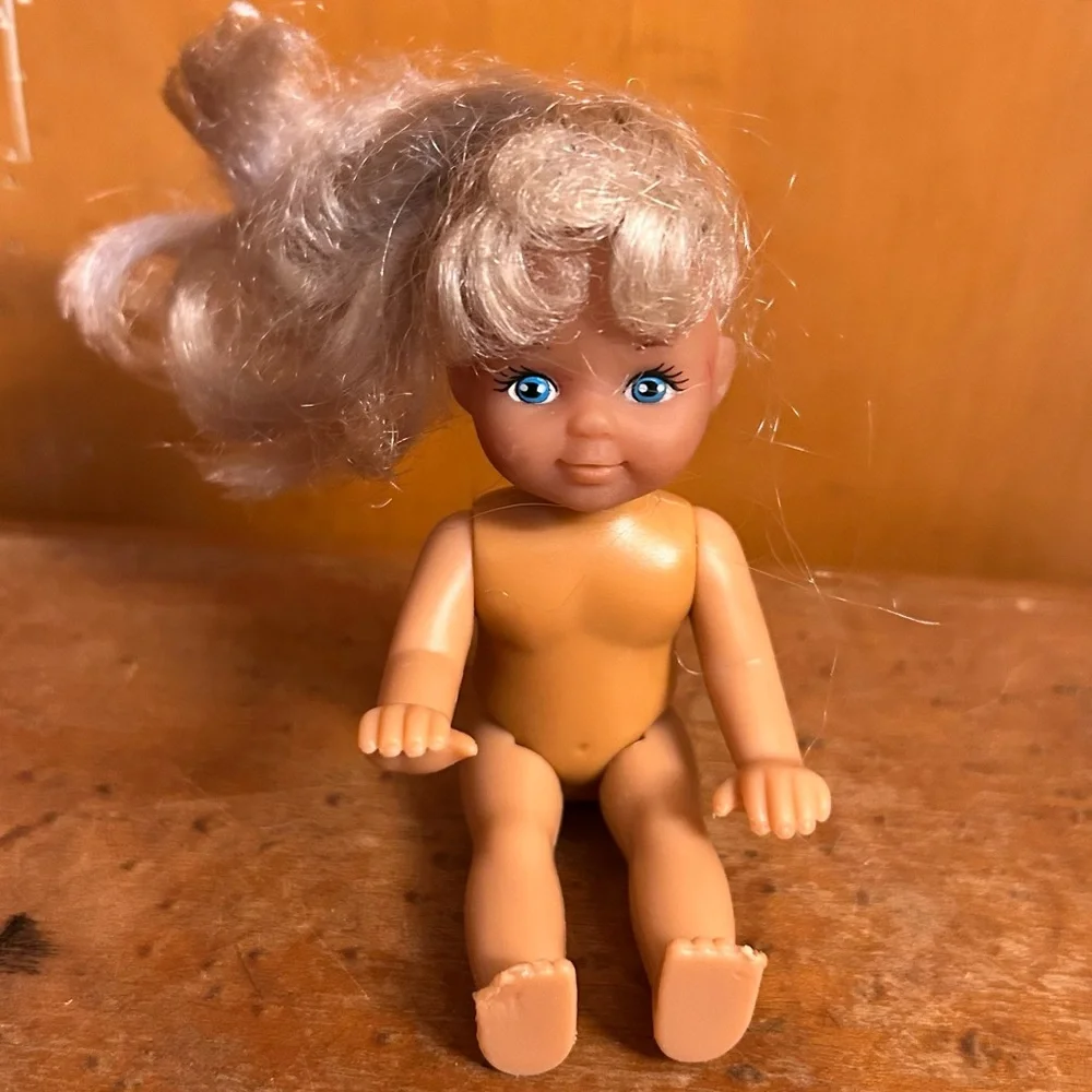 Girl Doll made by Simba 4.5” Long Blonde Hair Ponytail No clothes accessories.